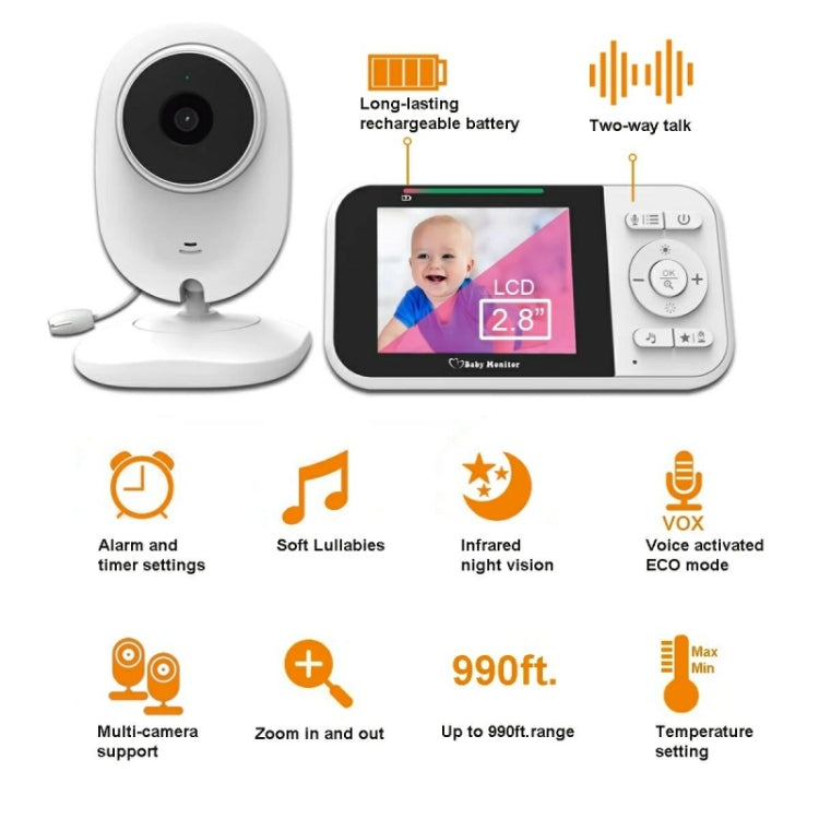 Temperature Detection 2 Way Voice Baby Security Video Camera 2.8-inch LCD Baby Monitor, 218 Temperature Detection 2 Way Voice Baby Security Video Camera 2.8-inch LCD Baby Monitor, 218